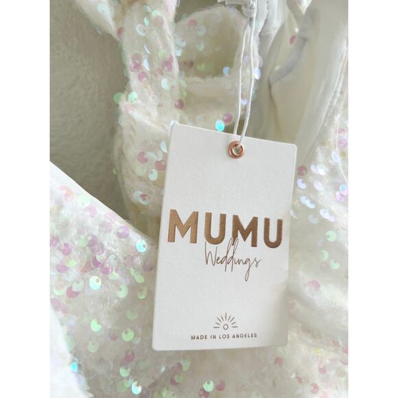 Show Me Your Mumu Zoey Mini Dress in White Iridescent Sequins M NWT - Picture 8 of 12